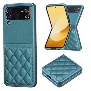 For Samsung Galaxy Z Flip4 Rhombus-shaped Leather Back Cover Phone Case(Green)