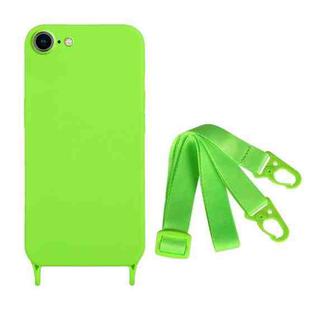 For iPhone SE 2022 / 2020 Fine Hole Silicone Phone Case with Lanyard(Green)