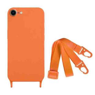 For iPhone SE 2022 / 2020 Fine Hole Silicone Phone Case with Lanyard(Orange)