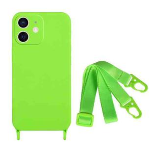 For iPhone 11 Fine Hole Silicone Phone Case with Lanyard(Green)