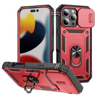 For iPhone 16 Pro Max Sliding Camshield TPU + PC Phone Case with Holder(Red+Black)