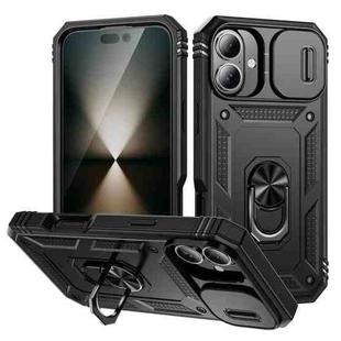 For iPhone 16 Sliding Camshield TPU + PC Phone Case with Holder(Black)