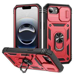 For iPhone 16e Sliding Camshield TPU + PC Phone Case with Holder(Red+Black)