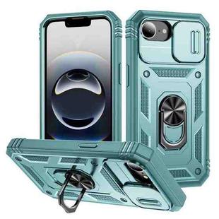 For iPhone 16e Sliding Camshield TPU + PC Phone Case with Holder(Green)