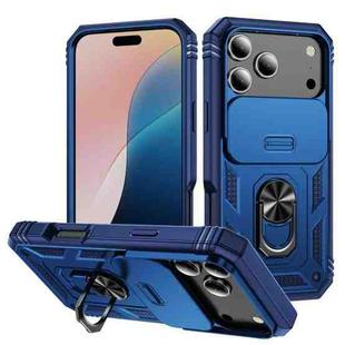 For iPhone 17 Pro Max Sliding Camshield TPU + PC Phone Case with Holder(Navy Blue)