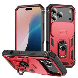 For iPhone 17 Pro Max Sliding Camshield TPU + PC Phone Case with Holder(Red+Black)