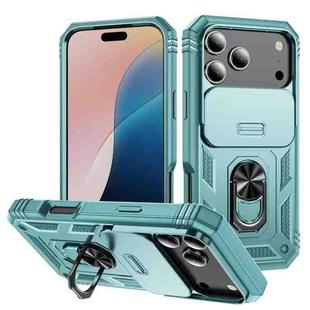 For iPhone 17 Pro Max Sliding Camshield TPU + PC Phone Case with Holder(Green)