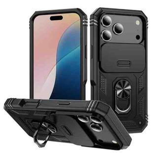 For iPhone 17 Pro Sliding Camshield TPU + PC Phone Case with Holder(Black)