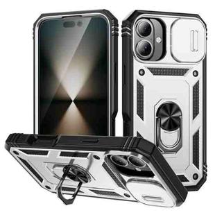 For iPhone 17 Sliding Camshield TPU + PC Phone Case with Holder(White+Black)