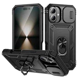 For iPhone 17 Sliding Camshield TPU + PC Phone Case with Holder(Black)
