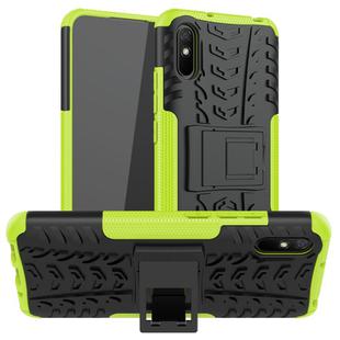 For Xiaomi Redmi 9A Tire Texture Shockproof TPU+PC Protective Case with Holder(Green)