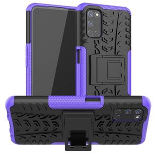 For OPPO A52 / A72 / A92 Tire Texture Shockproof TPU+PC Protective Case with Holder(Purple)