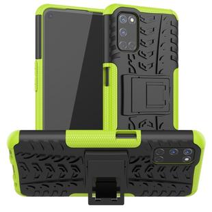 For OPPO A52 / A72 / A92 Tire Texture Shockproof TPU+PC Protective Case with Holder(Green)