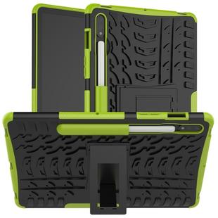 For Samsung Galaxy Tab S8 / Galaxy Tab S7 T870 / T875 Tire Texture Shockproof TPU+PC Protective Case with Holder(Green)