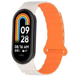 For Xiaomi Smart Band 9 / 8 Two Color Magnetic Silicone Watch Band(Starlight Orange)