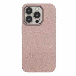 For iPhone 15 Pro Skin Feel Leather Texture MagSafe Magnetic Phone Case(Pink)