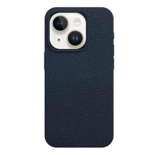 For iPhone 15 Skin Feel Leather Texture MagSafe Magnetic Phone Case(Navy Blue)