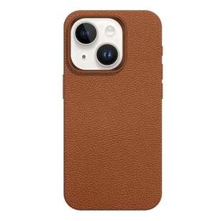 For iPhone 13 Skin Feel Leather Texture MagSafe Magnetic Phone Case(Brown)