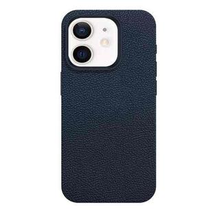 For iPhone 12 Skin Feel Leather Texture MagSafe Magnetic Phone Case(Navy Blue)