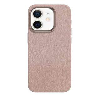 For iPhone 12 Skin Feel Leather Texture MagSafe Magnetic Phone Case(Pink)