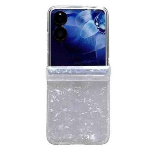 For Xiaomi Mix Flip 2 Three-piece Set Pearlescent Shell Texture Phone Case(White)