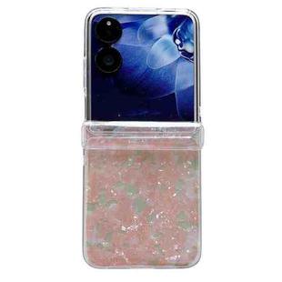 For Xiaomi Mix Flip 2 Three-piece Set Pearlescent Shell Texture Phone Case(Pink Green)
