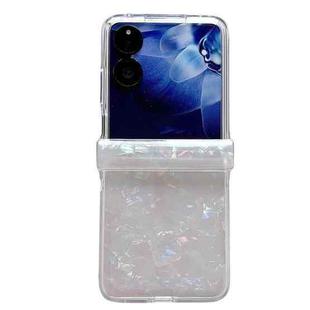 For Xiaomi Mix Flip 2 Three-piece Set Pearlescent Shell Texture Phone Case(Beige)
