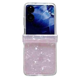 For Xiaomi Mix Flip 2 Three-piece Set Pearlescent Shell Texture Phone Case(Pink)