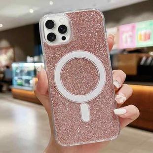 For iPhone 15 Pro Max Acrylic Transparent Glitter MagSafe Phone Case(Pink)