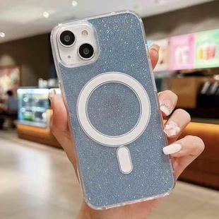 For iPhone 14 Plus Acrylic Transparent Glitter MagSafe Phone Case(Blue)