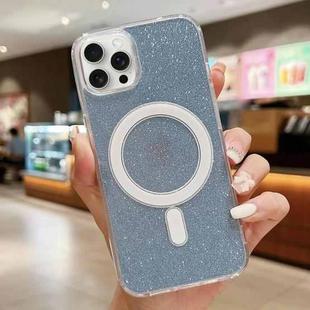 For iPhone 14 Pro Max Acrylic Transparent Glitter MagSafe Phone Case(Blue)