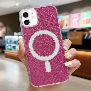 For iPhone 11 Acrylic Transparent Glitter MagSafe Phone Case(Rose Red)
