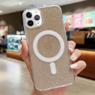 For iPhone 11 Pro Acrylic Transparent Glitter MagSafe Phone Case(Gold)