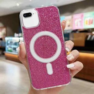 For iPhone 8 Plus / 7 Plus Acrylic Transparent Glitter MagSafe Phone Case(Rose Red)