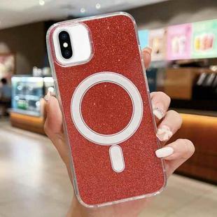 For iPhone XS / X Acrylic Transparent Glitter MagSafe Phone Case(Red)