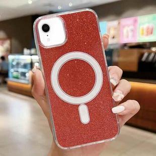 For iPhone XR Acrylic Transparent Glitter MagSafe Phone Case(Red)