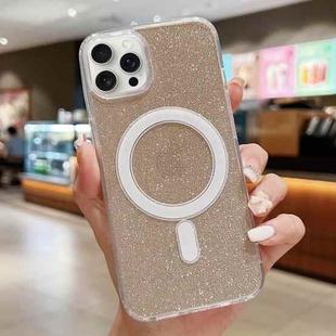 For iPhone 16 Pro Acrylic Transparent Glitter MagSafe Phone Case(Gold)