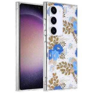 For Samsung Galaxy S23 5G Dual-side Laminating IMD PC Hybrid TPU Phone Case(Blue Peony)