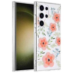 For Samsung Galaxy S23 Ultra 5G Dual-side Laminating IMD PC Hybrid TPU Phone Case(Orange Flowers)