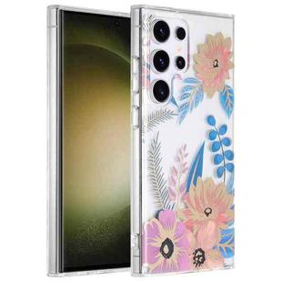 For Samsung Galaxy S23 Ultra 5G Dual-side Laminating IMD PC Hybrid TPU Phone Case(Lotus)