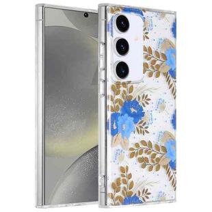 For Samsung Galaxy S24 5G Dual-side Laminating IMD PC Hybrid TPU Phone Case(Blue Peony)