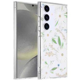 For Samsung Galaxy S24 5G Dual-side Laminating IMD PC Hybrid TPU Phone Case(White Daisy)