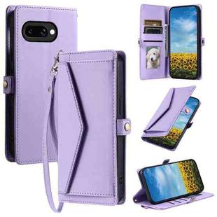 For Google Pixel 9a Wallet Multi-card Slot Leather Phone Case with Lanyard(Purple)