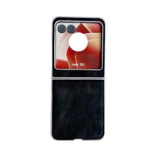 For Motorola Razr 50 Metallic Paint Skin Feel Leather Phone Case(Black)