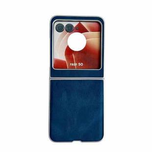 For Motorola Razr 50 Metallic Paint Skin Feel Leather Phone Case(Blue)