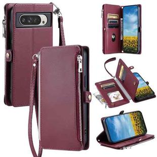 For Google Pixel 9 Pro XL Leather Stitching Multi-card Slot Zipper Phone Case(Wine Red)