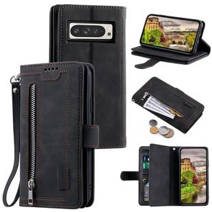 For Google Pixel 10 Pro XL Nine Card Zipper Bag Leather Phone Case with Lanyard(Black)