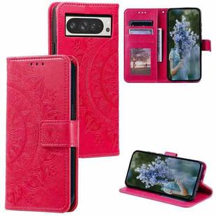 For Google Pixel 9 Pro XL Totem Flower Embossed Leather Phone Case with Lanyard(Red)