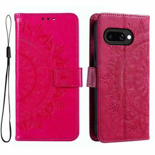 For Google Pixel 9a Totem Flower Embossed Leather Phone Case with Lanyard(Red)