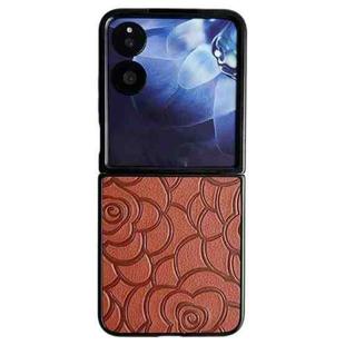 For Xiaomi Mix Flip Impression Camellia Pattern Protective Phone Case(Brown)